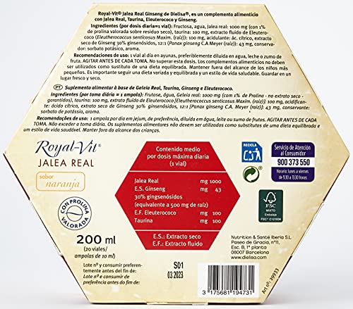 Royal-Vit Jalea Real - Ginseng - 20 viales