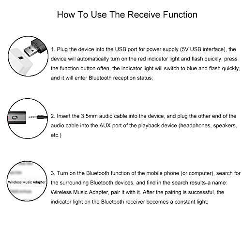 Rpanle Adaptador Bluetooth 5.0, Mini Receptor Bluetooth y Transmisor Bluetooth 5.0 2 en 1 Adaptador de Dongle Bluetooth con Audio Inalámbrico 3.5MM Cable para PC/TV/Altavoces/Auriculares/Radio