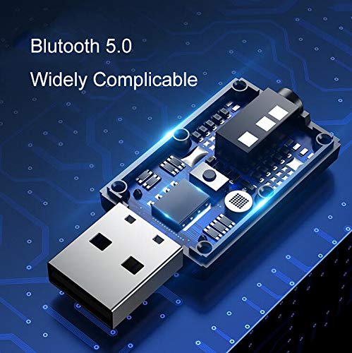 Rpanle Adaptador Bluetooth 5.0, Mini Receptor Bluetooth y Transmisor Bluetooth 5.0 2 en 1 Adaptador de Dongle Bluetooth con Audio Inalámbrico 3.5MM Cable para PC/TV/Altavoces/Auriculares/Radio