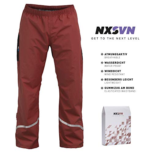 Rubberneck NXSVN Pantalones de Lluvia - Alta Visibilidad con Cinta Reflectante 3M, Transpirable, Reforzado (Rojo Talla L)