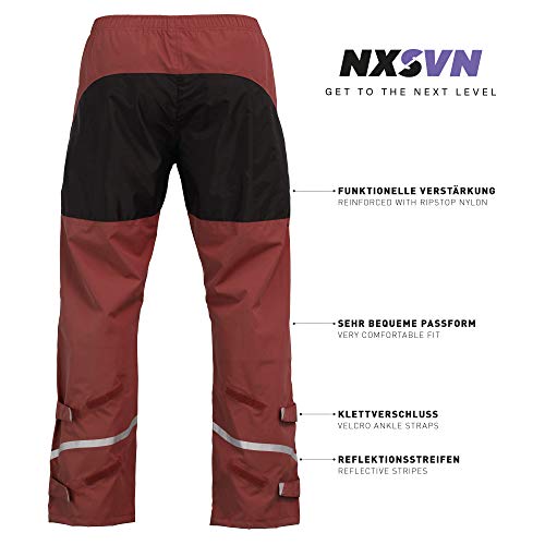 Rubberneck NXSVN Pantalones de Lluvia - Alta Visibilidad con Cinta Reflectante 3M, Transpirable, Reforzado (Rojo Talla L)