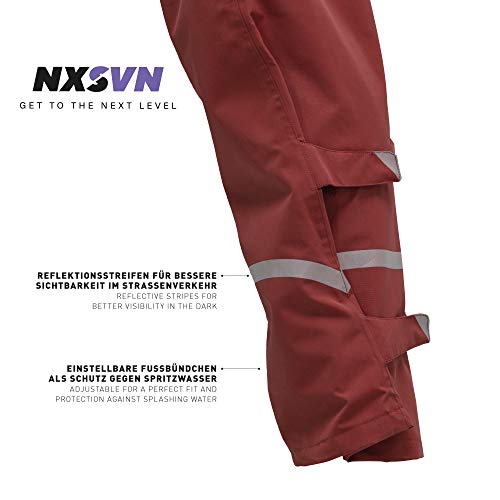 Rubberneck NXSVN Pantalones de Lluvia - Alta Visibilidad con Cinta Reflectante 3M, Transpirable, Reforzado (Rojo Talla L)