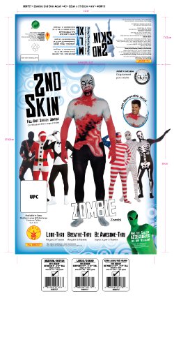 Rubini 3880727 - 2nd Skin Zombie Adulto, L, rosso / nero