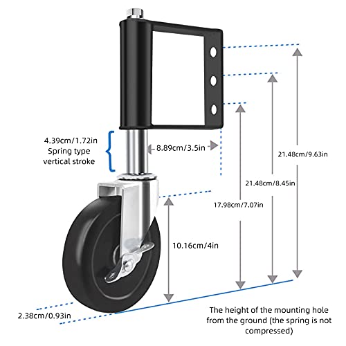 Rueda con resorte, 2 unidades de 100 cm con muelle, de alto rendimiento, universal, con 3 agujeros, para puertas correderas, 220 lbs