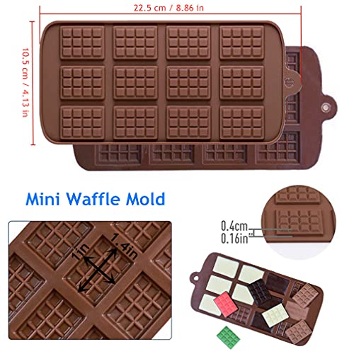 RuiChy 2 Piezas Break-Apart Moldes de Chocolate, Molde de Silicona por Chispas de Chocolate, Mini Molde para Gofres Antiadherente Delgada Barrita Proteica y Energética Hornear Molde de Caramelo