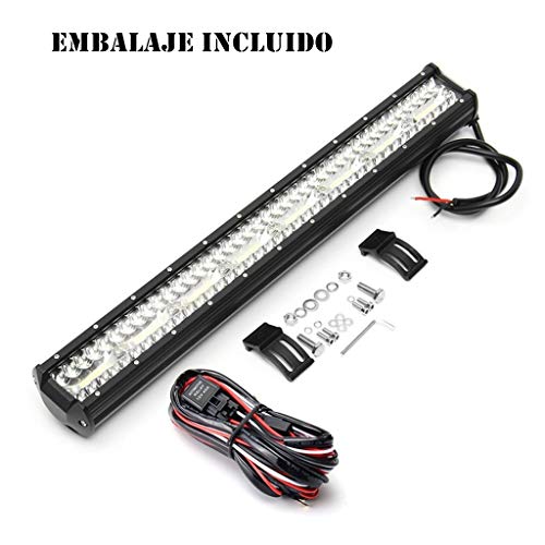 RUILITECH 23" 640W DC 12v 24v 3-Filas Barra de Luz LED Combo de Haz de Trabajo Para Tractor Off Road 4WD 4x4 Camión SUV ATV + Equipo de Cableado [Clase de eficiencia energética A+++]