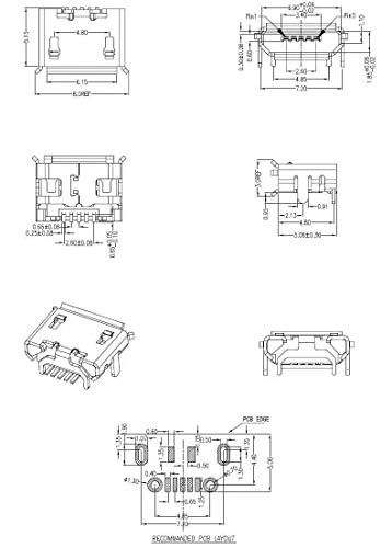 RUNCCI-YUN 100Piezas Micro USB Tipo B Hembra 180 Degree 5 Pin SMD SMT para Soldadura Teléfono Puerto De Carga Entrada