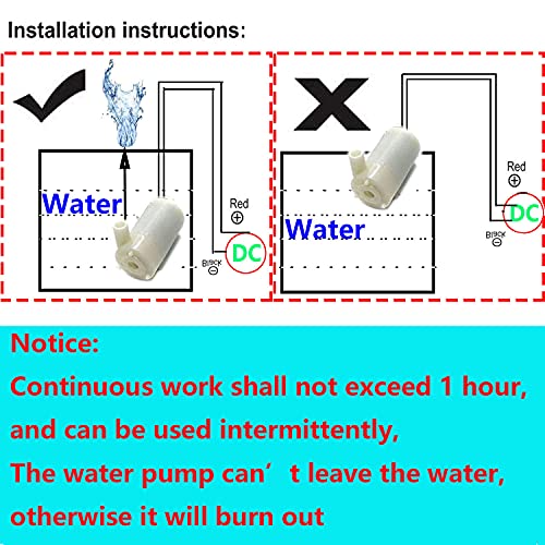 RUNCCI-YUN 3pcs Micro Bomba Sumergible de Agua,Micro Sin Cepillo de la Bomba de Agua,Mini Bomba de Agua DC 3V-5V+ 3M Tubería de Agua de PVC paraTanque de Peces Fuente Acuario Jardín Flor Planta