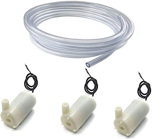 RUNCCI-YUN 3pcs Micro Bomba Sumergible de Agua,Micro Sin Cepillo de la Bomba de Agua,Mini Bomba de Agua DC 3V-5V+ 3M Tubería de Agua de PVC paraTanque de Peces Fuente Acuario Jardín Flor Planta