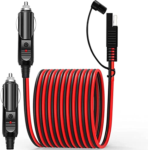 RUNCCI-YUN - Mechero Conector 12v Macho a SAE para mechero de Coche, 10 A, 16 AWG, con Cables de conexión SAE,SAE Conectores de batería con luz LED, 1,5 m