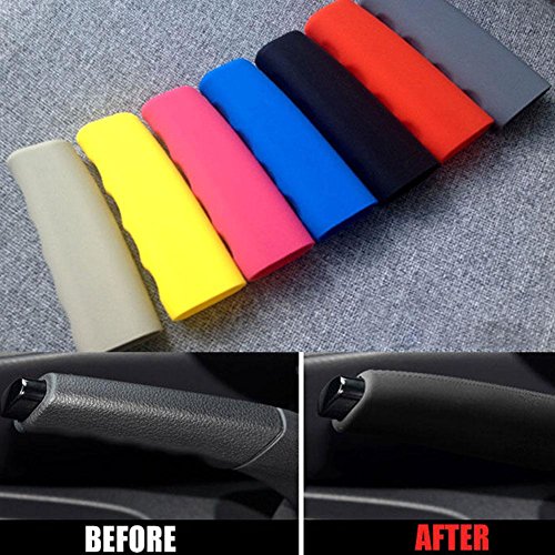 Rungao Funda de freno de mano de silicona para coche, mango de aparcamiento interior, funda para maletero de freno de mano, color negro