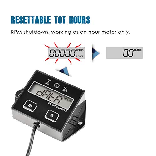 Runleader Cuentarrevoluciones digital Tacómetro, Recordatorio de mantenimiento, Apagado del usuario, Uso para ZTR Cortacésped Tractor Generador Marina