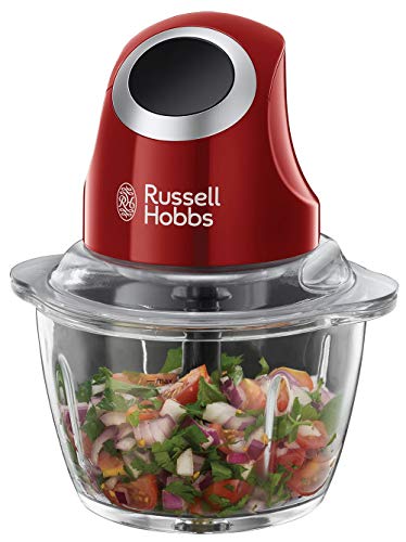 Russell Hobbs Picadora de Alimentos Desire - Picadora Eléctrica, Cuchillas de Acero Inoxidable, Accesorios Aptos para Lavavajillas, Capacidad de 500 ml, Rojo - 24660-56