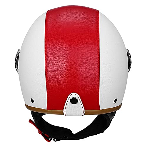 RYDZCLH Casco Moto Abierto Casco Moto Jet Vintage Casco De Motocicleta 3/4 ECE Homologado Casco Medio Retro Media Cara Casco De Protección Cascos Abatibles Para Mujer Hombre Con Visera,Blanco,M