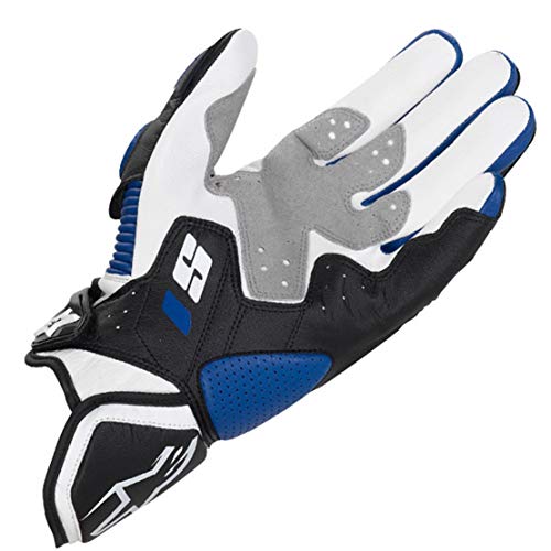 S1 Guantes de Cuero para Moto Anti-caída Antideslizante Respirable Guantes Llenos de Dedos para Equitación al Aire Libre, Equipamiento Profesional de Carreras,Red,M