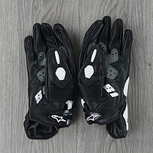 S1 Guantes de Cuero para Moto Anti-caída Antideslizante Respirable Guantes Llenos de Dedos para Equitación al Aire Libre, Equipamiento Profesional de Carreras,Red,M