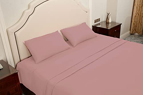 Sabanas Cama 160 Rosa Oscuro, Juego Sábanas 160x190 4 Piezas con Bajera 160x200 Ajustable, Encimera y 2 Funda de Almohada 50x80 cm