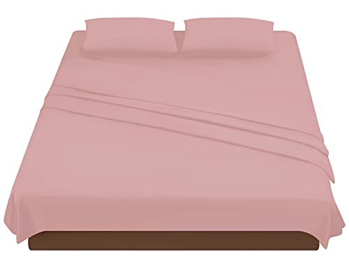 Sabanas Cama 160 Rosa Oscuro, Juego Sábanas 160x190 4 Piezas con Bajera 160x200 Ajustable, Encimera y 2 Funda de Almohada 50x80 cm