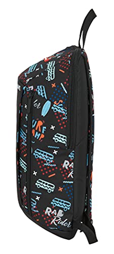 Safta Mini Mochila Surf Camp para Uso Diario, 220x100x390 mm, Negro/Azul Claro/Naranja