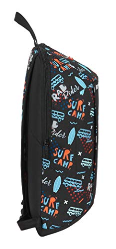 Safta Mini Mochila Surf Camp para Uso Diario, 220x100x390 mm, Negro/Azul Claro/Naranja