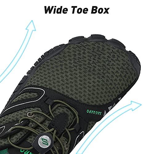 SAGUARO Hombre Mujer Zapatillas de Training Yoga Entrenamiento Gym Interior Transpirables Zapatos Correr Barefoot Resistentes Comodas Zapatos Gimnasio Asfalto Playa Agua Exterior(059 Verde, 40 EU)