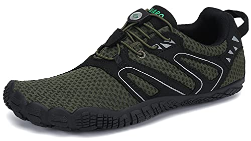 SAGUARO Hombre Mujer Zapatillas de Training Yoga Entrenamiento Gym Interior Transpirables Zapatos Correr Barefoot Resistentes Comodas Zapatos Gimnasio Asfalto Playa Agua Exterior(059 Verde, 40 EU)