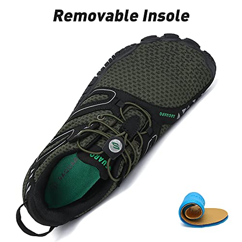 SAGUARO Hombre Mujer Zapatillas de Training Yoga Entrenamiento Gym Interior Transpirables Zapatos Correr Barefoot Resistentes Comodas Zapatos Gimnasio Asfalto Playa Agua Exterior(059 Verde, 40 EU)