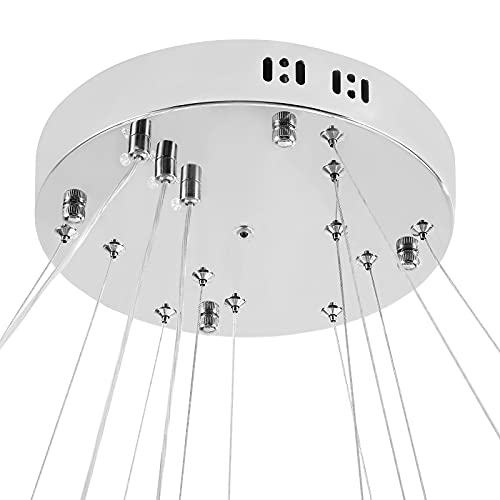 SAILUN® 48W LED Cristal Lámpara de Araña Moderna Lámpara Colgante, 2 anillos Lámpara de Techo Blanco Cálido Iluminación Interior (48W Blanco frío)