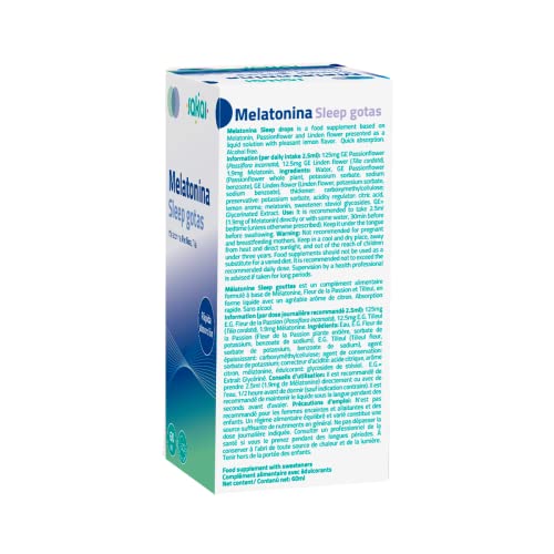 Sakai– Melatonina Sleep Gotas– Gotas para Dormir Bien– Relajante natural- 1.9mg Melatonina- Para Conciliar el Sueño-Sueño reparador- Rápida Absorción Sublingual- Pasiflora y Tila- Sabor Limón