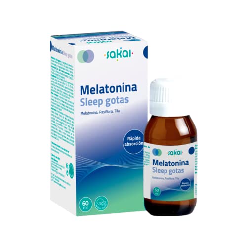 Sakai– Melatonina Sleep Gotas– Gotas para Dormir Bien– Relajante natural- 1.9mg Melatonina- Para Conciliar el Sueño-Sueño reparador- Rápida Absorción Sublingual- Pasiflora y Tila- Sabor Limón