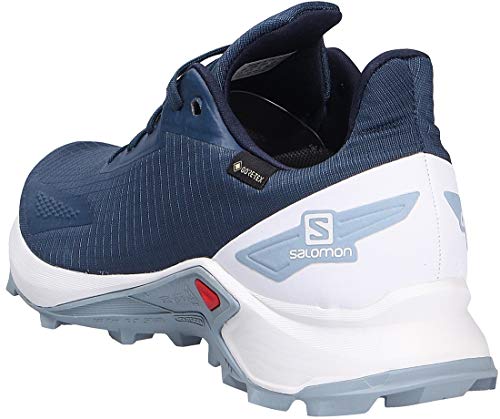 Salomon Alphacross Blast Gore-Tex (impermeable) Hombre Zapatos de trail running, Azul (Dark Denim/White/Ashley Blue), 42 ⅔ EU