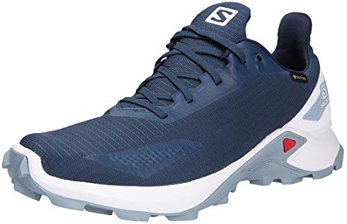 Salomon Alphacross Blast Gore-Tex (impermeable) Hombre Zapatos de trail running, Azul (Dark Denim/White/Ashley Blue), 42 ⅔ EU