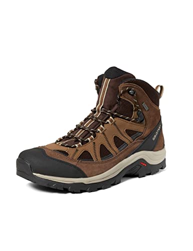 Salomon Authentic Gore-Tex (impermeable) Hombre Zapatos de trekking, Marrón (Black Coffee/Chocolate Brown/Vintage Kaki), 47 ⅓ EU