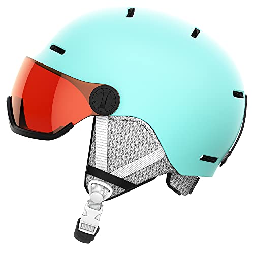 Salomon GROM Casco de esquí y Snowboard con Visor para niños, Carcasa In-Mould + Interior Espuma EPS, Turquesa (Aruba Glossy/Univ.), M (53-56 cm)