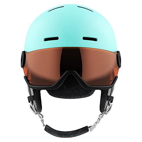 Salomon GROM Casco de esquí y Snowboard con Visor para niños, Carcasa In-Mould + Interior Espuma EPS, Turquesa (Aruba Glossy/Univ.), M (53-56 cm)