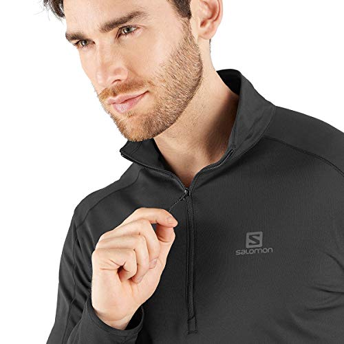 Salomon OUTRACK HZ MID M Sudadera con media cremallera, Negro, Talla M para Hombre