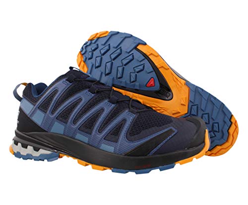 Salomon XA Pro 3D V8 Hombre Zapatos de trail running, Azul (Night Sky/Dark Denim/Butterscotch), 42 EU