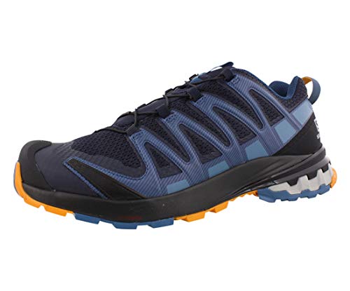 Salomon XA Pro 3D V8 Hombre Zapatos de trail running, Azul (Night Sky/Dark Denim/Butterscotch), 42 EU