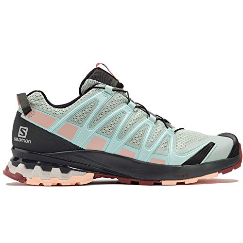 Salomon XA Pro 3D V8 Mujer Zapatos de trail running, Gris (Aqua Gray/Urban Chic/Tropical Peach), 45 ⅓ EU