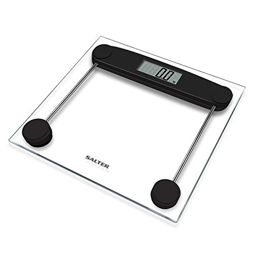 Salter báscula de baño, plataforma compacta de vidrio templado, capacidad 180 KG, transparente-negro