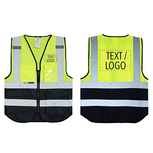 Salzmann 3M Chaleco de Seguridad Multibolsillos con Logotipo Personalizable - Chaleco de Trabajo con Estampado - Hecho con Material Reflectante 3M