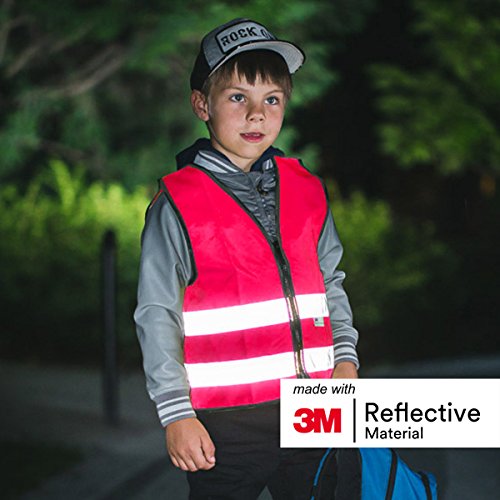 Salzmann 3M Chaleco de Seguridad para niños | Hecho con Cinta Reflectante 3M | Rosa