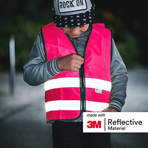 Salzmann 3M Chaleco de Seguridad para niños | Hecho con Cinta Reflectante 3M | Rosa