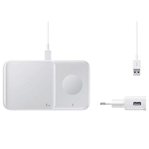 SAMSUNG EP-P4300TWEGEU - Cargador Wireless Duo con Cable, Color Blanco