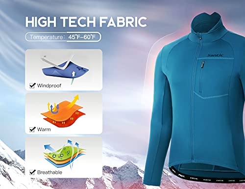 Santic Chaqueta de Ciclismo para Hombre con Forro Polar Paravientos