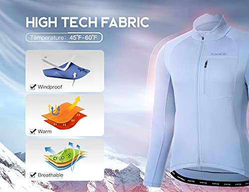 Santic Chaqueta de Ciclismo para Hombre con Forro Polar Paravientos