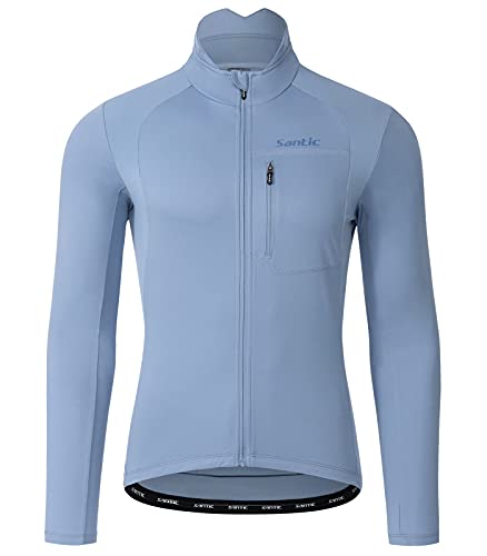 Santic Chaqueta de Ciclismo para Hombre con Forro Polar Paravientos