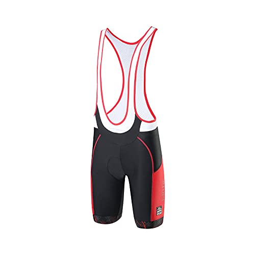 Santic Culote Ciclismo Hombre Corto Culote Bicicleta Hombre Verano Culote Corto con Tirante Negro-Rojo EU M