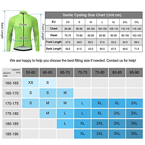 Santic Maillot Bicicleta Hombre Maillot Ciclismo con Mangas Largas con Bolsillos como Camiseta Interior en Invierno Verde EU L