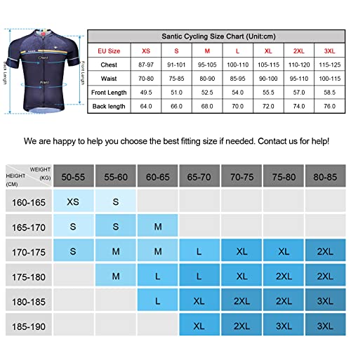 Santic Maillot Ciclismo Hombre Verano Maillot Bicicleta Montaña Bike MTB Camiseta con Mangas Cortas Azul EU L